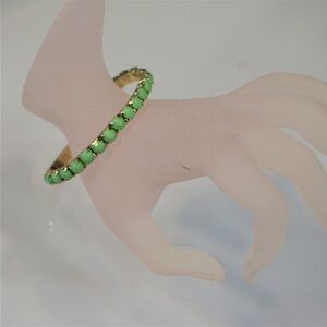 Green And Gold Stretch Bracelet Faceted Acrylic Beads Summer Fashion